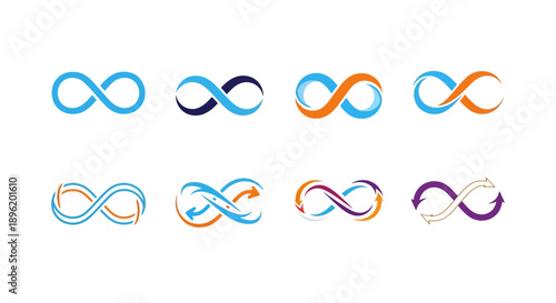 Infinity symbol set, limitless concept