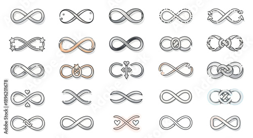 Infinity symbol variations, endless concept