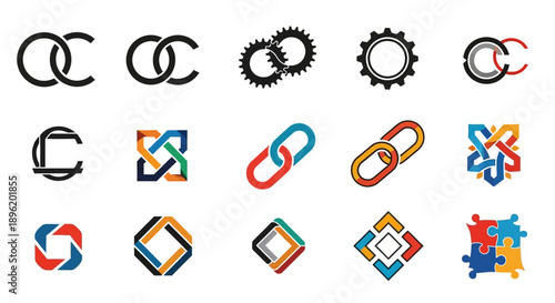 Creative Connection and Link Concepts Icons Set