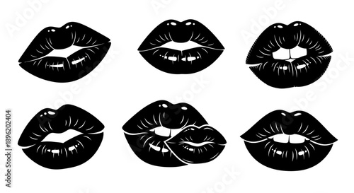 Glossy Lips Collection: Vector Kiss Icons