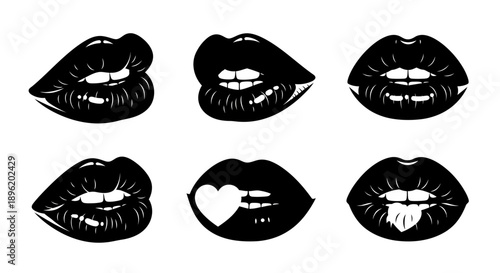 Black lips set vector illustration