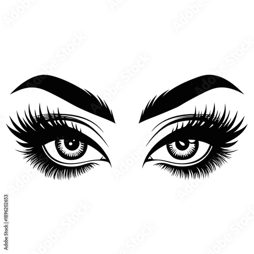 Female eyes vector illustration with makeup and fashion elements