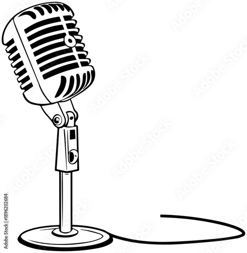 Vintage Microphone Silhouette Music and Audio