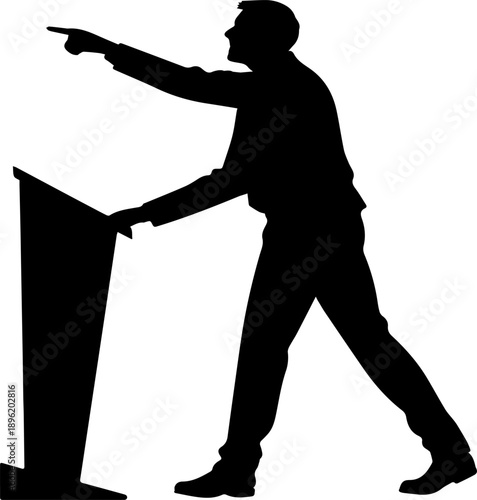 Speaker at Podium Silhouette Public Speaking Concept