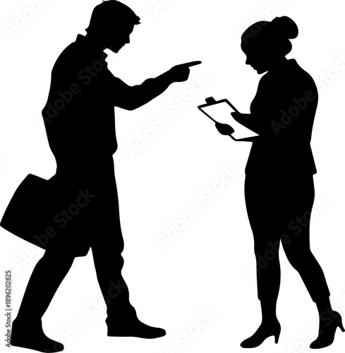 Manager Scolding Employee Silhouette Workplace Conflict