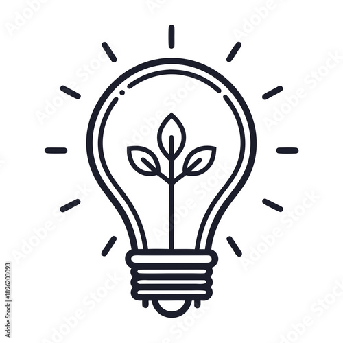 Green Eco Light Bulb Icon Illustration
