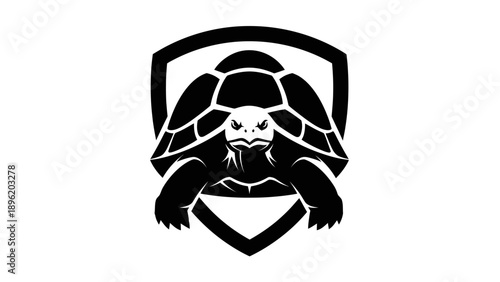 Shield emblem with tortoise illustration