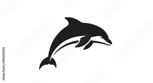 Black dolphin illustration on white background