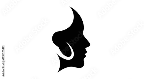 Black Silhouette Profile of a Woman's Head with Hoop Earring