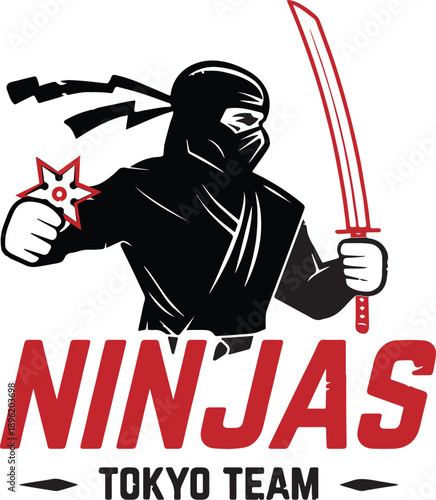 Ninja Warrior Character With Sword Graphic