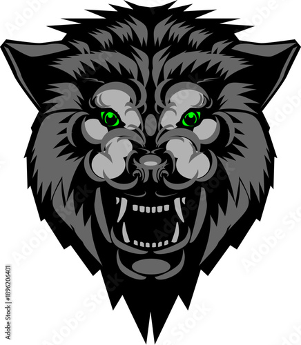 Angry Roaring Wolf Head Mascot