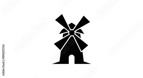 Black windmill icon on white background
