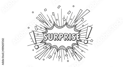 Surprise explosion doodle illustration vector