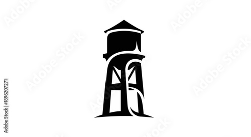 Black water tower silhouette