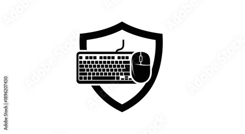 Computer Keyboard and Mouse Shield Icon
