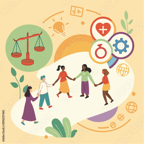 Equality, Fairness and Inclusion – World Social Justice Day Vector