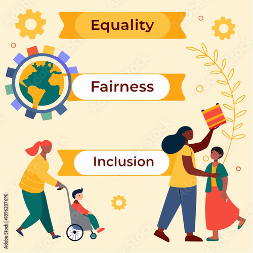 Equality, Fairness and Inclusion – World Social Justice Day Vector