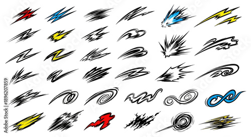 Speed lines and motion effects set