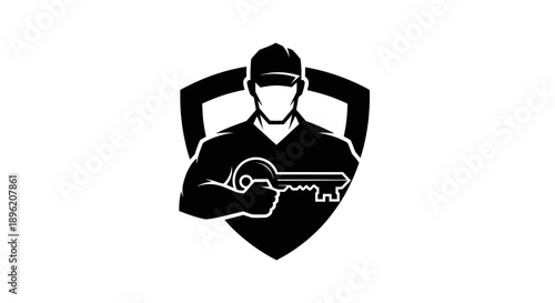 Security Guard Holding Key Emblem