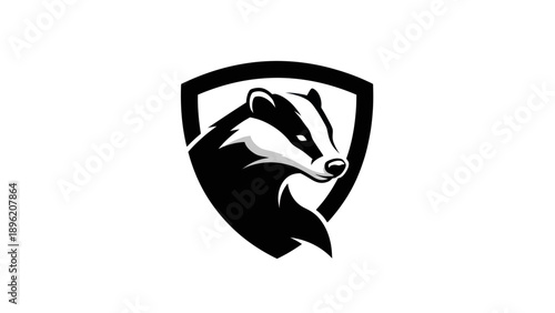 Badger head in shield logo