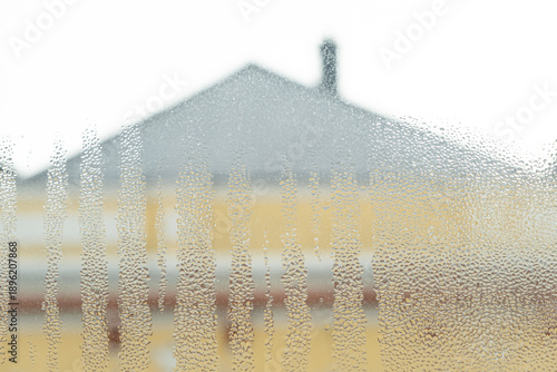 Wallpaper Mural Wet window glass surface with heavy moisture and misted texture. Torontodigital.ca