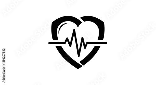 Heartbeat monitor inside shield icon