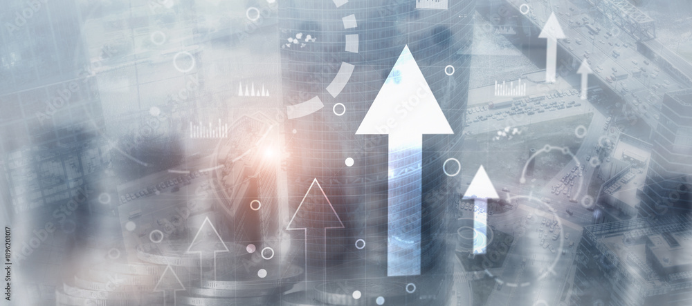 Fototapeta premium Arrow finance Trading concept 2026. Mixed Media Background