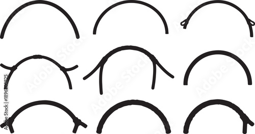 Various Black Eyeglass Frames on White Background Illustration