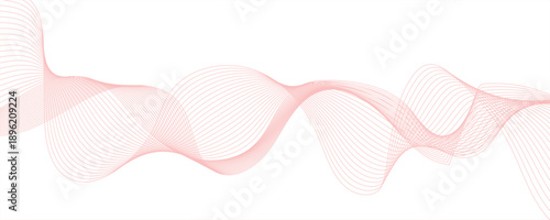 Abstract pink blend wave lines on transparent background. Geometric Technology, data frequency gradient lines., Flowing, and Dynamic Ribbon Pattern of Thin, Intertwined Lines. 