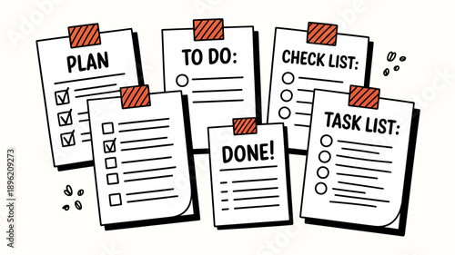 Checklist and task list on clipboard with checkmarks and to do list on white