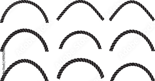 Black rope arches pattern on white background texture design