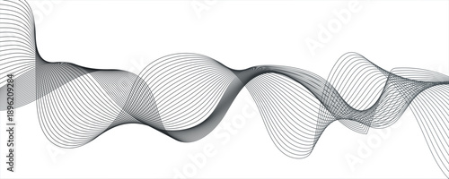 Abstract black blend wave lines on transparent background. Modern black flowing wave lines and glowing moving lines.Futuristic and dynamic look, perfect for tech, digital, and modern design projects.