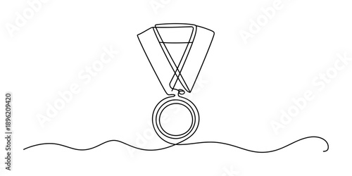 Minimalist design of a medal for success drawn in one continuous line