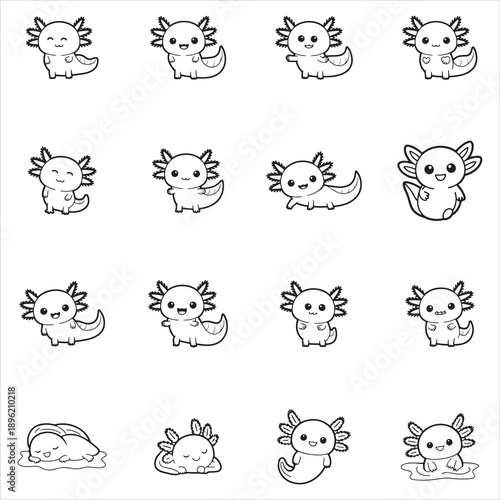 Cute Sitting Axolotl Clip Art