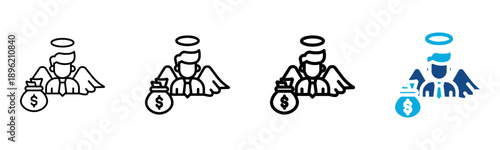 Angel Investor Icon Different Style Outline Collection Set Vector illustration
