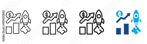 Growth Icon Different Style Outline Collection Set Vector illustration
