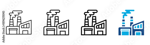 Factory Icon Different Style Outline Collection Set Vector illustration
