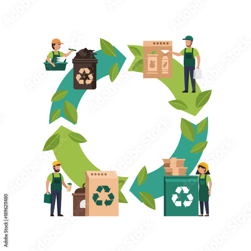 Recycling process demonstrating waste management and sustainable resource conservation efforts