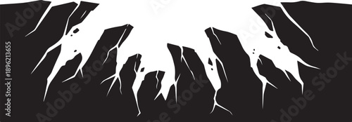 Cracked black background with white fracture lines illustration design