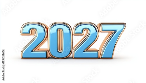 Elegant Decorative Shiny Stylized Embossing with Golden Frame and Reflection for 2027 Year Design