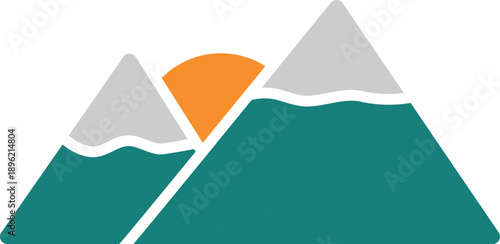 Sun rising behind the green mountains