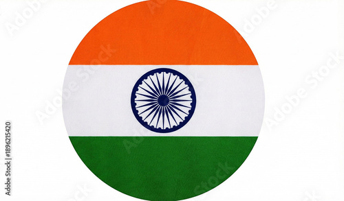 indian flag circle with white border on transparent background png