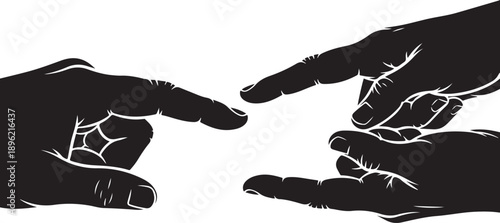 Two hands reaching out to touch each other gently