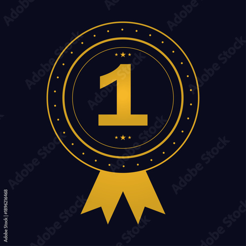 number one gold medal with ribbon award design