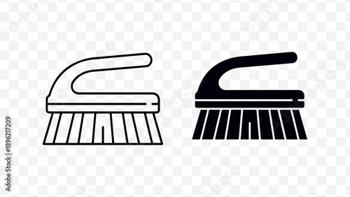 black and white toothbrushes, vector icons, for dental or oral care, hygiene, cleaning, illustration isolated on Transparent Background