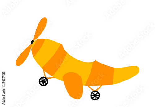 cute yellow airplane, vector illustration