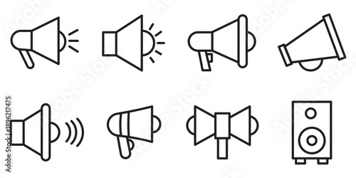 Megaphone Icon Set Multiple Style Collection