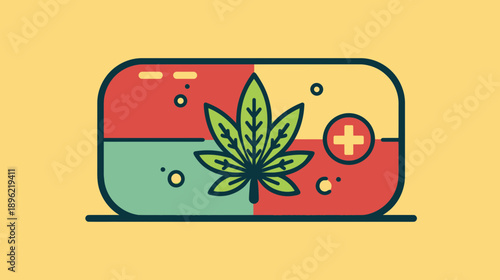 Cannabis medical symbol on capsule vector icon