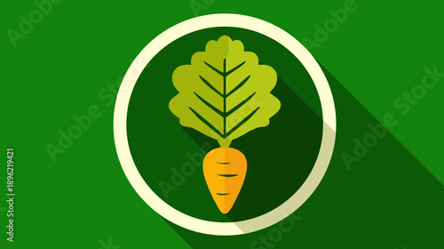 Carrot with Green Leaf Icon