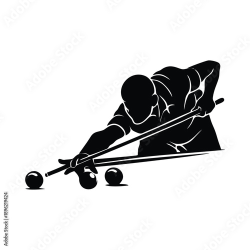 Billiards Player Aiming Shot Silhouette Vector Art